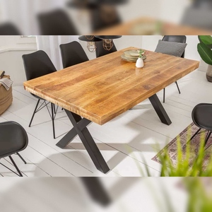 Vandana Natural Value <b>dining</b> <b>table</b> IRON CRAFT 160cm natural mango <b>wood</b> <b>industrial</b> design black metal - Product Image 1