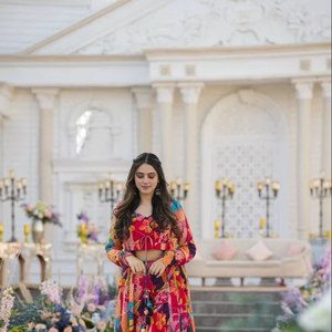 ชุดเซ็ตคู่เข้ากัน 2 ชิ้น สไตล์อินเดียสำหรับฤดูร้อน คุณภาพเยี่ยม ดีไซน์เนอร์สำหรับผู้หญิง ผ้าชีฟองแท้สวยงาม คุณภาพสูง - Product Image 1