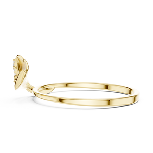 Anillo de Flor Minimalista en Oro Amarillo Sólido de 14k con Diamantes Cultivados en Laboratorio de Corte Redondo, Anillo de Boda Clásico, Regalo para Ella - Product Image 2