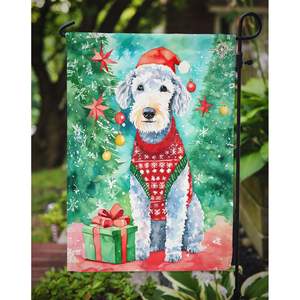 Bandera de jardín de Navidad de Bedlington Terrier Multicolor, pancarta decorativa para patio, ilustraciones para buzón y camas de flores, tamaño de patio - Product Image 3