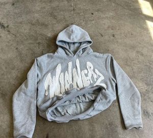 Custom Cropped Vintage Oversized Drop Shoulder Hoodie 100% Cotton Distressed Embroidery Wholesale Casual for Men for Winter - Product Image 3