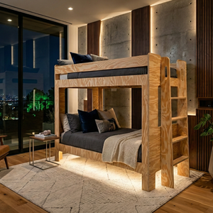 DISICO <b>Solid</b> <b>Wood</b> Twin <b>Bunk</b> <b>Bed</b> for Kids with Ladder Natural Color Rustic Design - Product Image 4