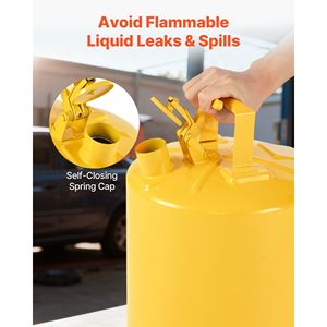 Bidon de sécurité jaune en acier inoxydable de 5 gallons de type I avec pare-flammes et couvercle auto-fermant pour diesel - Product Image 2