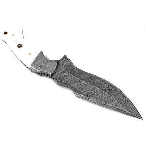 Drop Point Hunting Knife Damascus Steel Blade Leather Handle 0.6mm Thickness Straight Edge Non Adjustable - Product Image 5