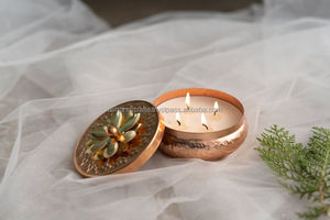 Hand-Hammered Copper Scalloped Edge Tealight Bowl <b>Stand</b> – Organic Raw-Edge Votive Holder for Spa & Wedding Tabletop Decor - Product Image 2