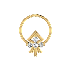 AJRETAIL ต่างหูทองคำ 14K ดีไซน์ดอกไม้สุดคลาสสิกสำหรับผู้หญิง ประดับเพชรธรรมชาติ 0.06 กะรัต - Product Image 1