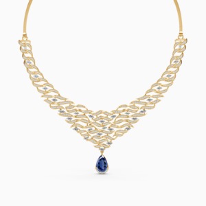 Collier Ocean Embrace avec diamants cultivés en laboratoire de 4,70 carats et pierres précieuses en or jaune 9 carats, or blanc, or rose - Product Image 3