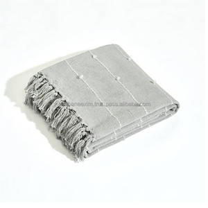 Manta de sofá de algodón tejida a mano con estilo bohemio tejido borla borde manta decorativa ligera India al por mayor - Product Image 4