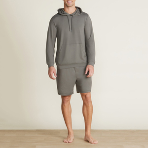 Ensemble sweat à capuche et short 100 % coton de haute qualité, ensemble sweat à capuche et short en molleton 100 % coton uni teint pour homme, idéal pour l'hiver - Product Image 1