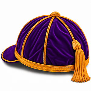 Casquettes d'honneur à 6 panneaux de couleur violette, style tendance, avec passepoil doré et pompons, couvre-chef formel pour hommes et femmes, équipement d'équipe sportive, casquette d'honneur - Product Image 2
