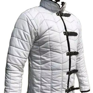 Gambesón Medieval Blanco, Chaqueta Acolchada de Algodón, Armadura para Adultos, Disfraz de Caballero Vikingo, Cómodo para Recreación Histórica - Product Image 4