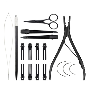Kit d'outils pour extensions de cheveux roses avec pinces et peignes pour extensions à clips - Product Image 4