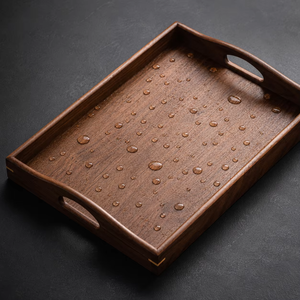 Wooden Rectangular Handmade Storage <b>Tray</b> <b>Handles</b> Natural Wood Finish Modern Design Food Grade for Desk/Table Use Drink Food - Product Image 5
