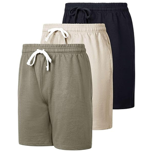 Pantalones Cortos de Algodón Ligeros para Hombre, Color Sólido, Cintura Elástica, Pantalones Cortos Casuales de Verano, Impresión Personalizada OEM, Suministro al por Mayor - Product Image 1