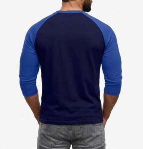 Vente en gros de chemises à manches courtes pour hommes personnalisées, décontractées, à blocs de couleurs contrastées, style raglan, t-shirts de baseball - Product Image 3
