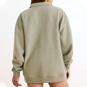 Sudadera de punto extragrande para mujer con cremallera, cuello alto, manga larga y estampado de letras, ideal para otoño - Product Image 3