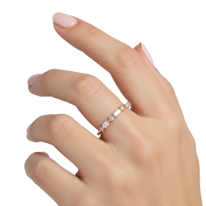 Bague de mariage minimaliste en or massif 10K 14K avec diamants de laboratoire taille marquise et ronds, et bague tendance en moissanite – Vente en gros - Product Image 5