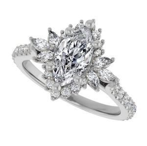 Marquise Cut Moissanite <b>Ring</b> 925 Sterling <b>Silver</b> 14K Gold Plated <b>Solitaire</b> Engagement <b>Ring</b> Bridal Wedding Promise Jewelry - Product Image 1