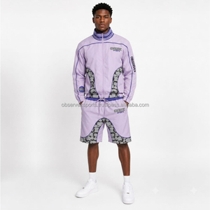 Conjunto Cortavientos de Alta Calidad, Ropa Urbana Personalizada Unisex, Reflectante 3M, Estilo Vintage Otoñal, Conjunto de Chaqueta y Pantalones Cortos para Hombre - Product Image 1