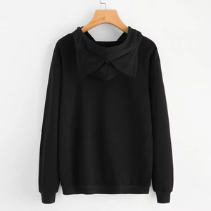 Sweat-shirt à capuche pour femme, nouvelle qualité, manches longues, imprimé chat mignon et oreilles, poche kangourou, cordon de serrage - Product Image 1