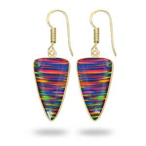 Pendientes de botón chapados en oro hechos a mano para mujer, regalo de aniversario chapado en oro para mujer, pendientes de botón chapados en oro con ópalo negro genuino - Product Image 3