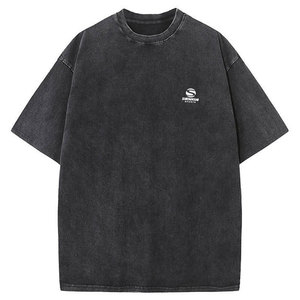 เสื้อยืดโอเวอร์ไซส์สีชมพูฟอกสี ผ้าสแปนเด็กซ์/คอตตอน ทรงหลวม สไตล์สตรีทแวร์ แขนสั้น ใส่สบาย ระบายอากาศได้ดี สีตามสั่ง - Product Image 2