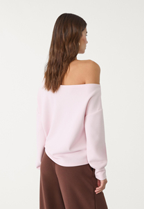 Sudadera Oversize para Mujer, con Hombros Descubiertos, Manga Larga, Color Sólido, Tejido de Algodón Transpirable, Estilo Cuello Redondo, para Otoño - Product Image 4