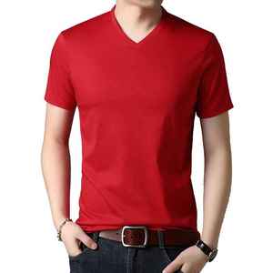 T-shirts personnalisés de luxe à col en V pour hommes, vente en gros de t-shirts à col en V, t-shirt pour hommes de haute qualité personnalisé, col en V profond 240g - Product Image 6