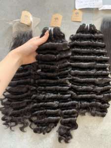 Cheveux humains vietnamiens 100% vierges Remy, trame unique, grosses boucles, couleur naturelle, fermeture et frontal, marque VNHL - Product Image 3