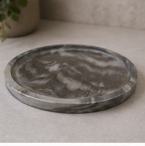 Plateau de rangement rond minimaliste en marbre, décoration d'intérieur, design durable pour salon, toutes saisons - Product Image 6