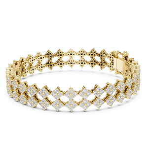 Pulsera de Diamantes de Laboratorio de Lujo, Corte Redondo, Chapada en Oro Amarillo de 18 Quilates con Rodio, para Uso Diario, Bodas y Compromisos, para Mujer - Product Image 1