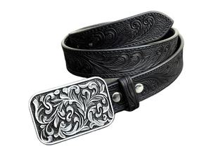 Handmade <b>Cowboy</b> <b>Belt</b> for Men Western Style Embossed Genuine Leather with Removable Tooled for Buckle - Product Image 2