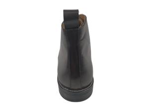 Botas Chelsea Negras para Hombre, Parte Superior de Cuero Genuino, Punta Redonda, Botines Sin Cordones, Suela de Goma, para Todas las Temporadas - Product Image 1
