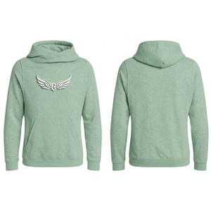 เสื้อฮู้ดแบบยูนิเซ็กซ์ สีเขียวมิ้นท์ล้วน ผ้าเฟรนช์เทอร์รี่ สวมใส่สบาย ทรงปกติ เหมาะสำหรับฤดูหนาว มีกระเป๋าเสื้อ ดีไซน์ถักทอ ผ้าฮู้ดถัก 100% - Product Image 2