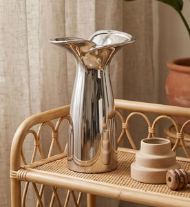 Vase de table en céramique électroplaqué argenté, design scandinave moderne, pour arrangements floraux, salon, salle à manger - Product Image 4