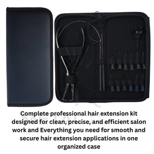 Premium Quality Stainless Steel Complete Hair Extension Application <b>Tool</b> Set Pulling Hook Hair Clips Removal Pliers Organizer - Product Image 3