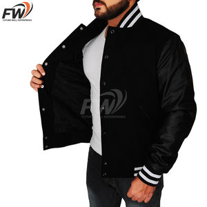 Chaqueta Varsity Personalizada de Alta Calidad con Logotipo Personalizado, Estilo Otoñal, Chaqueta de Lona y Cuero para Hombre, Estilo Urbano, Transpirable, Venta al Por Mayor - Product Image 4