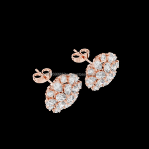 VOAINO Women's Ethnic Lab Grown Diamond Round Brilliant Cut Stud <b>Earrings</b> 14K <b>Solid</b> Gold Anniversary Gift - Product Image 1