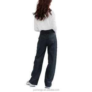 En stock 100% polyester femmes robes décontractées pantalons à jambes larges en relief Logo/motif taille moyenne fermeture éclair braguette coupe ample pour l'hiver - Product Image 3