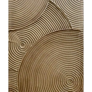 Precio al por mayor Panel de pared con textura dorada Diseño de círculo decorativo 3D Acento de Arte Moderno Escultura tallada de lujo para interiores - Product Image 1