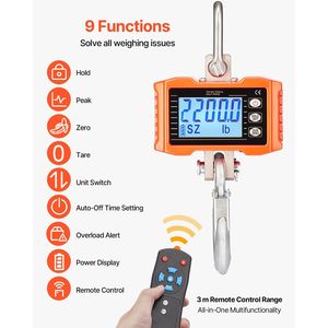 Bilancia Digitale per Gru 2200 Lbs/1000 kg, Industriale, per Carichi Pesanti, con Telecomando, Cassa in Alluminio Pressofuso, Schermo LCD - Product Image 5