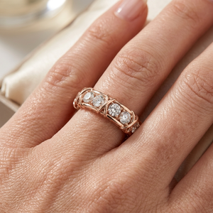 Anillo de Eternidad Chapado en Oro Rosa con Diamantes Cultivados en Laboratorio, Banda Completa de Oro Sólido de 18K con Engaste de Garra, Joyería para Mujer para Boda, Aniversario o Fiesta - Product Image 5
