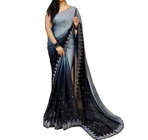 Sarees en satin japonais avec chemisier en soie lourde Vêtements de fête pour filles pour occasions spéciales et Salwar - Product Image 1