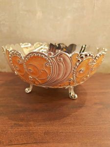 Bol en émail avec revêtement argenté, bol décoratif de luxe pour servir des desserts, pour la maison, Diwali, mariage, cadeau, décoration de table centrale - Product Image 6