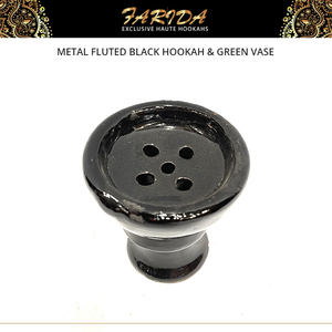 Luxury Farida Hookahs Egyptian Metal Fluted Lacquer Technique <b>Mini</b> Black Hookah & Green <b>Vase</b> Shisha Smoking - Product Image 6