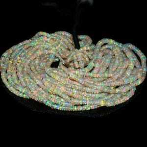 Cadena de cuentas de ópalo etíope de 16 pulgadas, 3-3.5mm, ópalo etíope natural de Welo, ópalo de fuego blanco, cuentas redondas lisas, piedras preciosas sueltas - Product Image 2