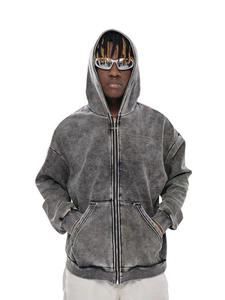 เสื้อฮู้ดซิปผ้าฝ้าย 100% พิมพ์ลายดิจิตอล ซิลค์สกรีน ย้อมสีพื้น สไตล์สตรีทลำลอง สำหรับฤดูใบไม้ร่วง ราคาพิเศษ - Product Image 2