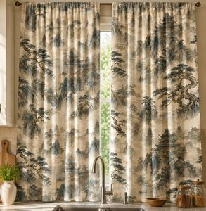 Luxury Chinese Landscape Painting <b>Curtain</b> Velvet Or Blackout Art Nouveau <b>Window</b> Panel Premium Printed Drapes for Living Room Use - Product Image 3