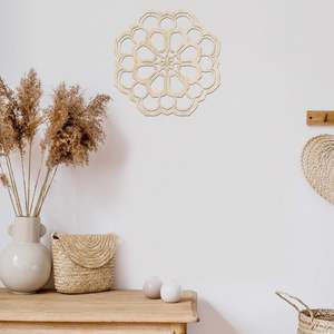 Arte de Pared de Madera con Diseño Floral Abstracto, Patrón de Celdas Simétricas, Madera Contrachapada de Abedul, Decoración Rústica para Sala de Estar, Dormitorio u Oficina - Product Image 6