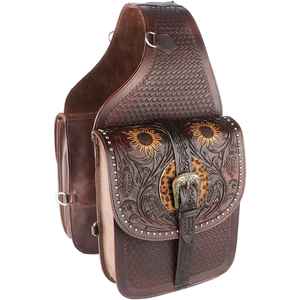 Bolsa de sillín de caballo de cuero genuino con herramientas manuales de calidad superior, bolsas de sillín de salto ecuestre para montar - Product Image 1